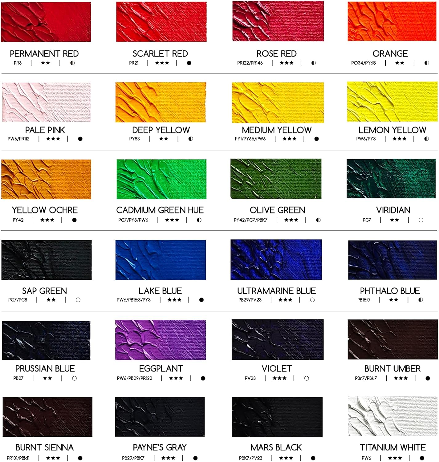 MEEDEN Artist Oil Paint Set - 24 Colors x 60ml/2oz Tubes - Art Supplies for Canvas Painting