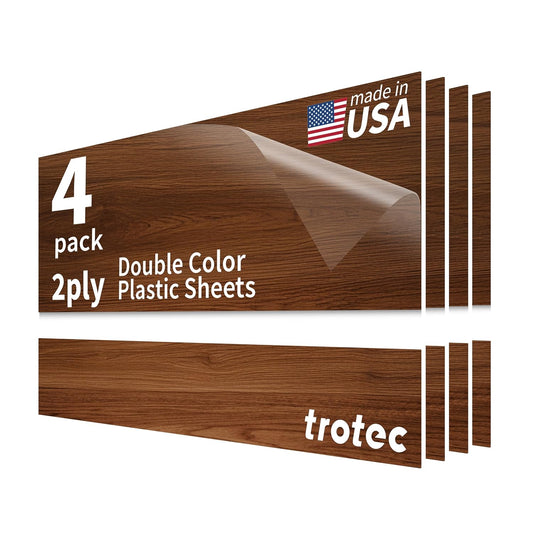 Trotec TroLase | 12"x24"x1/16", 4 Pcs | Pearwood/White | 2 Ply | Modified Acrylic | Laser Engraving Double Color Plastic Sheet | Engraving Blanks for Laser, Saw, Guillotine | Made in USA