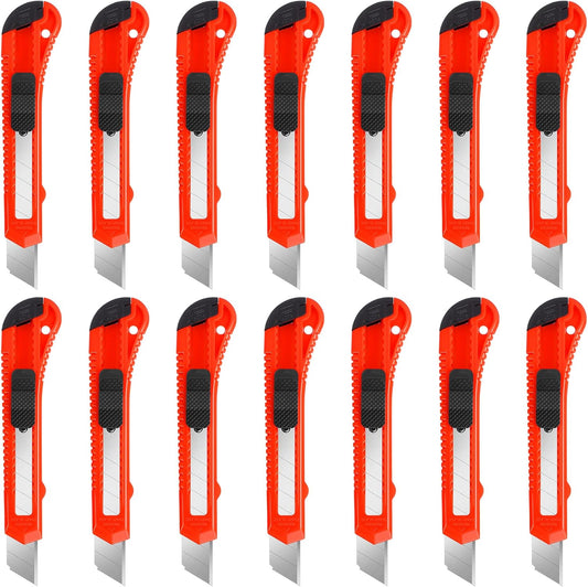 DIYSELF 14 Pack Box Cutter Retractable, Box Cutter Knife with 18mm Wide Utility Blades, Sharp Utility Knife Retractable, Box Cutters for Office, Home, Arts Crafts, Hobby, Cardboard, Paper