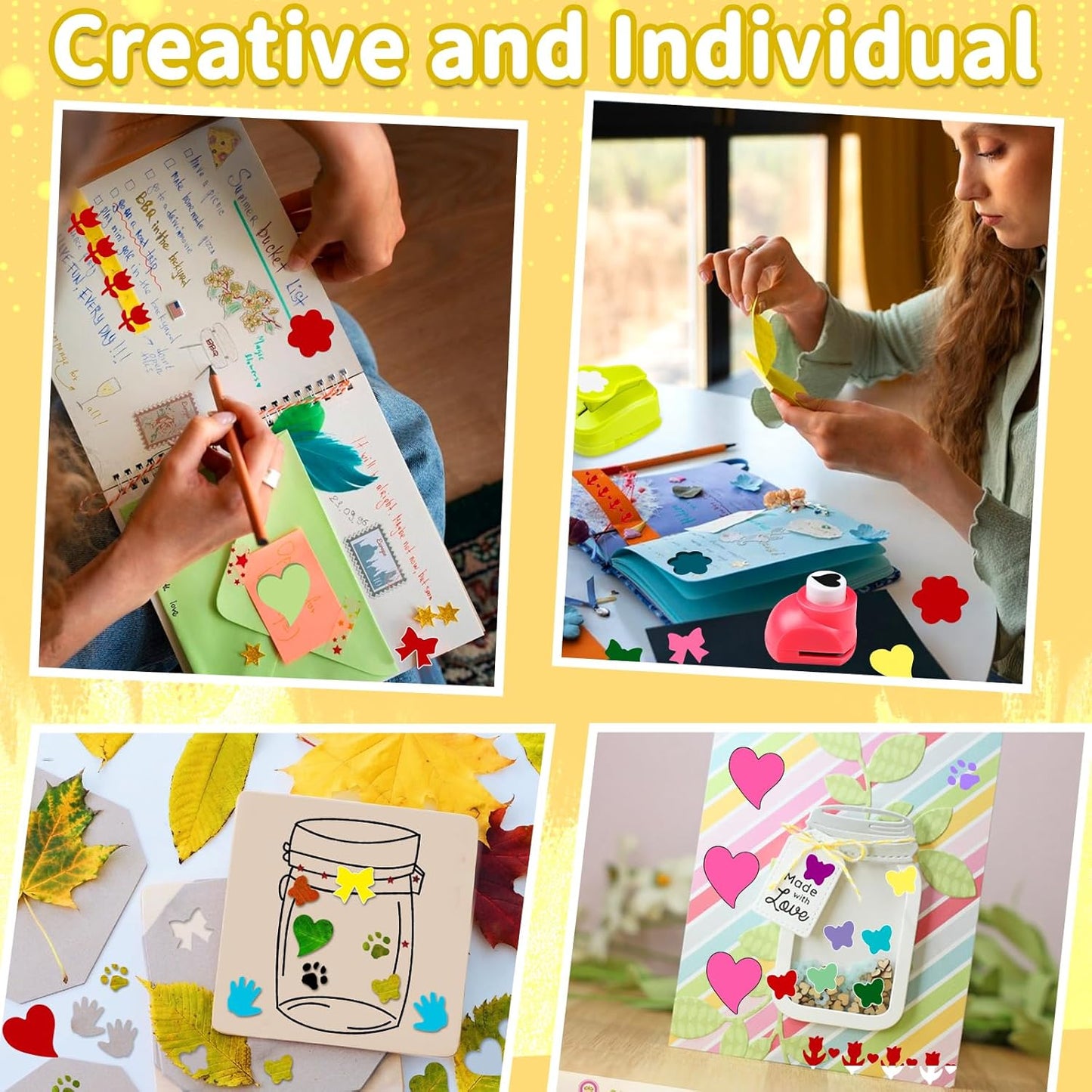 Creative Kids DIY Puncher Craft Set, Paper Hole Punches for Kids, Craft Hole Punch Shapes Set, Shape Cutters for Crafts, Craft Scissors and Hole Punch Set Scrapbook Supplies