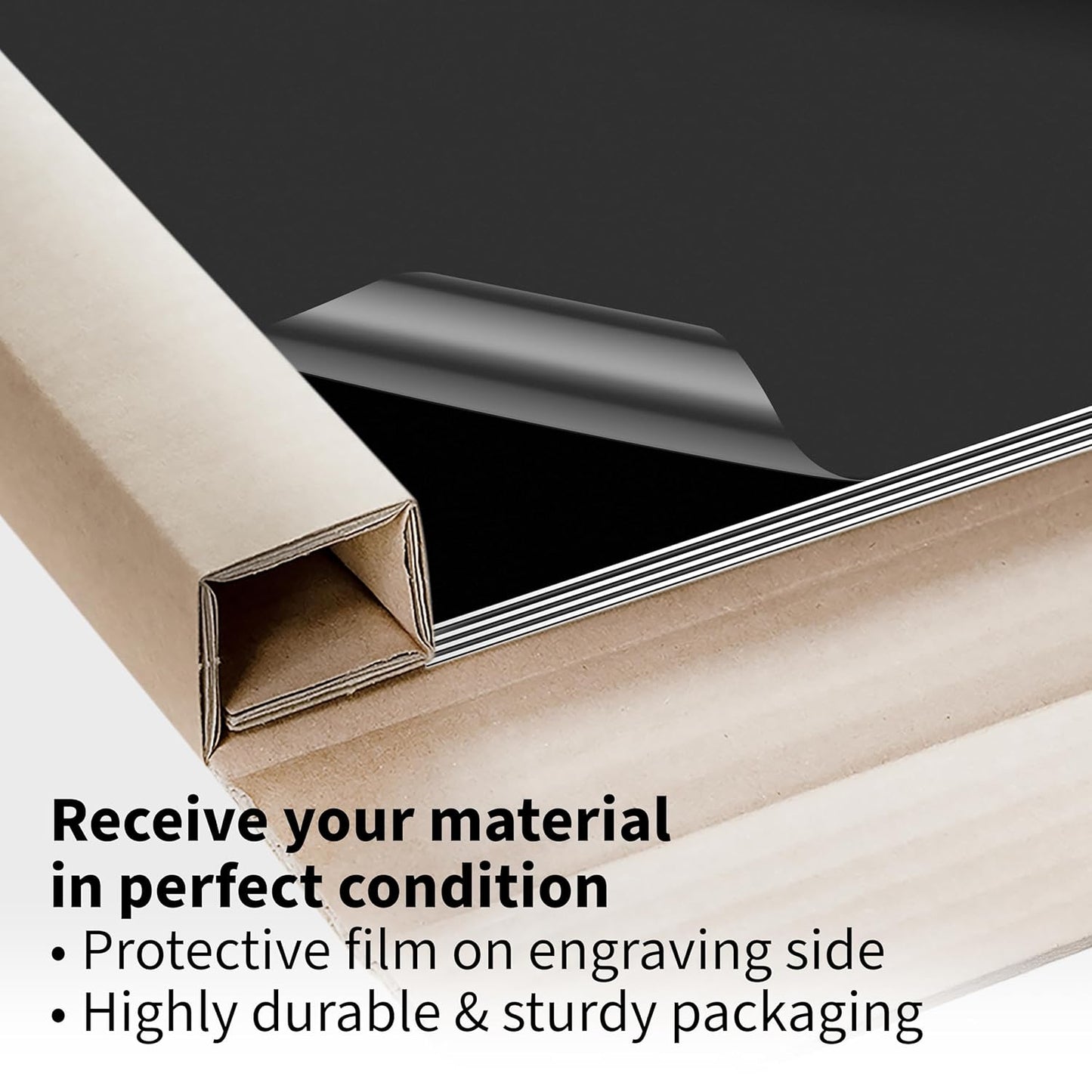 Trotec TroLase | 12"x24"x1/8", 4 Pcs | Black/White/Black | 3 Ply | Modified Acrylic | Laser Engraving Double Color Plastic Sheet | Engraving Blanks for Laser, Saw, Guillotine | Made in USA