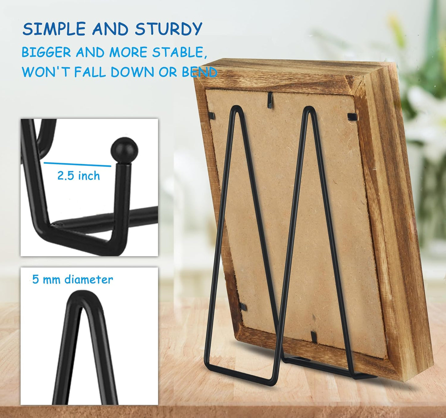 Decolore 5 Pack 12 Inch Black Picture Stands Plate Stands for Display Large Book Stands for Picture, Decorative Plate, Book, Frame, Tabletop Poster