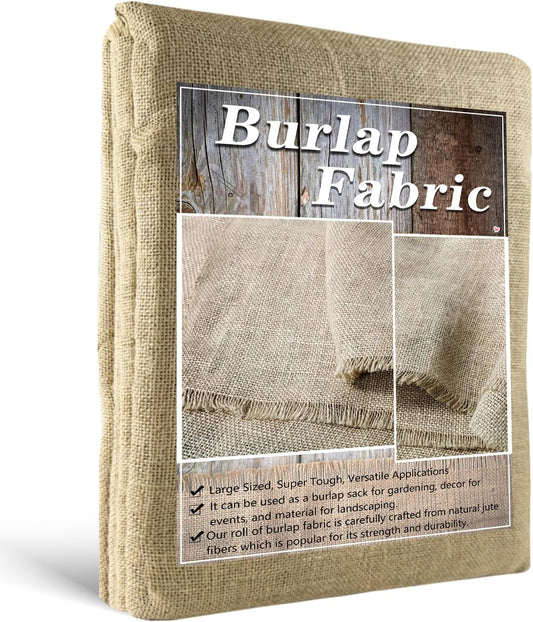 Burlap Fabric Roll, 63" x 15 Feet Burlap Garden Fabric Natural Jute for Decorations, Crafts, Weddings, Table Runner, Landscaping, Plants & Tree Covering