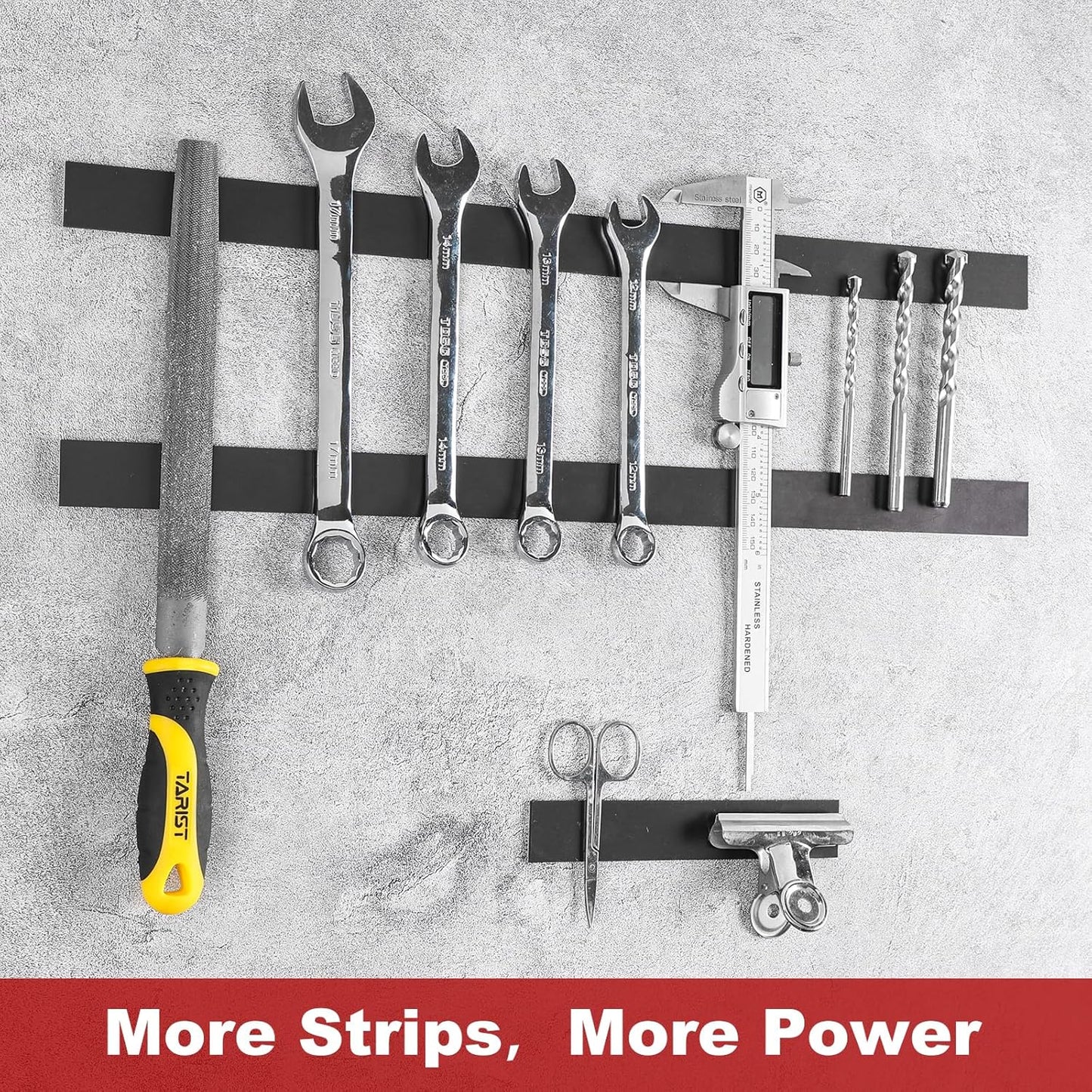 Magnetic Strip, Magnetic Tape Strips with Adhesive Backing (15 Pack, 6" x 1") Sticky Magnet Tape Strips Heavy Duty for Kitchen, Garage - Adhesive Knife Magnetic Tape Tool Holder Strip for Wall