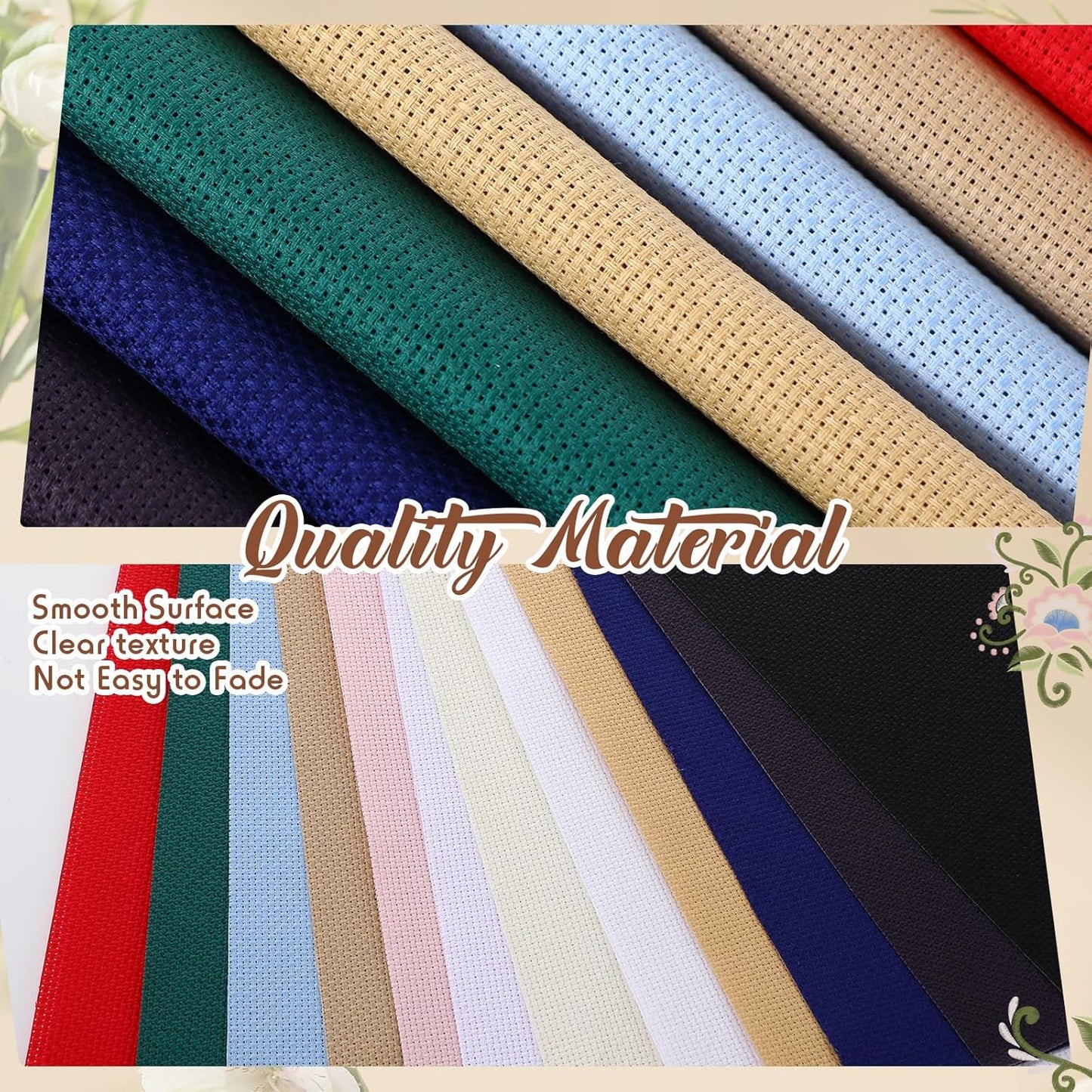 12 Pcs Aida Cloth 12 Color 14 Count Cross Stitch Fabric DIY Cross Stitch for Embroidery DIY Handmade Art Craft, 12 x 18 inch(Colorful)