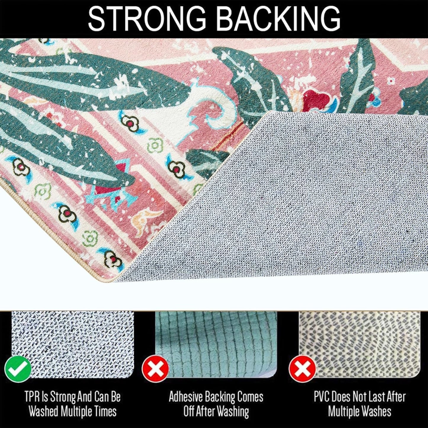 Tribal Rugs, 3x5 Pink Boho Small Area Rugs for Bathroom Kitchen Small Indoor Entryway Rug Modern Vintage Distressed Summer Tropical Jungle Carpet Non-Slip Washable