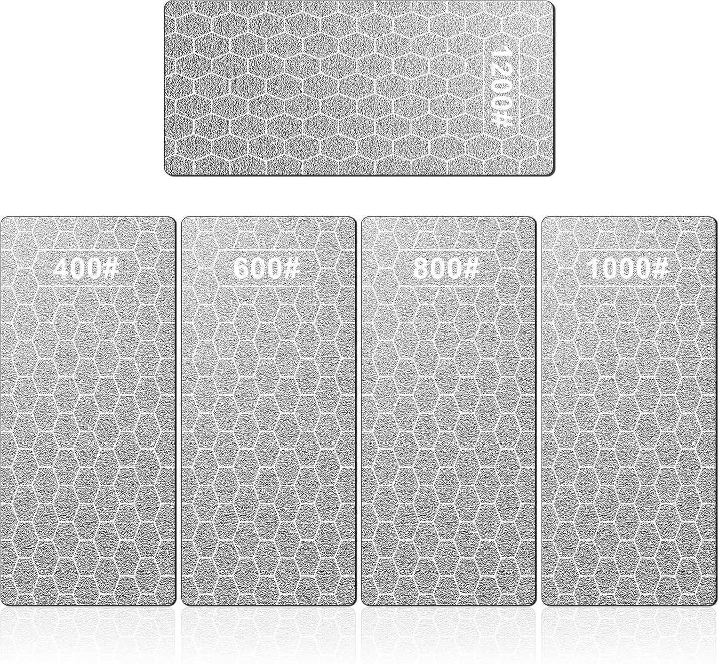 Diamond Sharpening Stone, 5 Pcs Knife Sharpening Stone with Extra Fine/Coarse Plate and Non-slip Base, 400/600/800/1000/1200 Grit