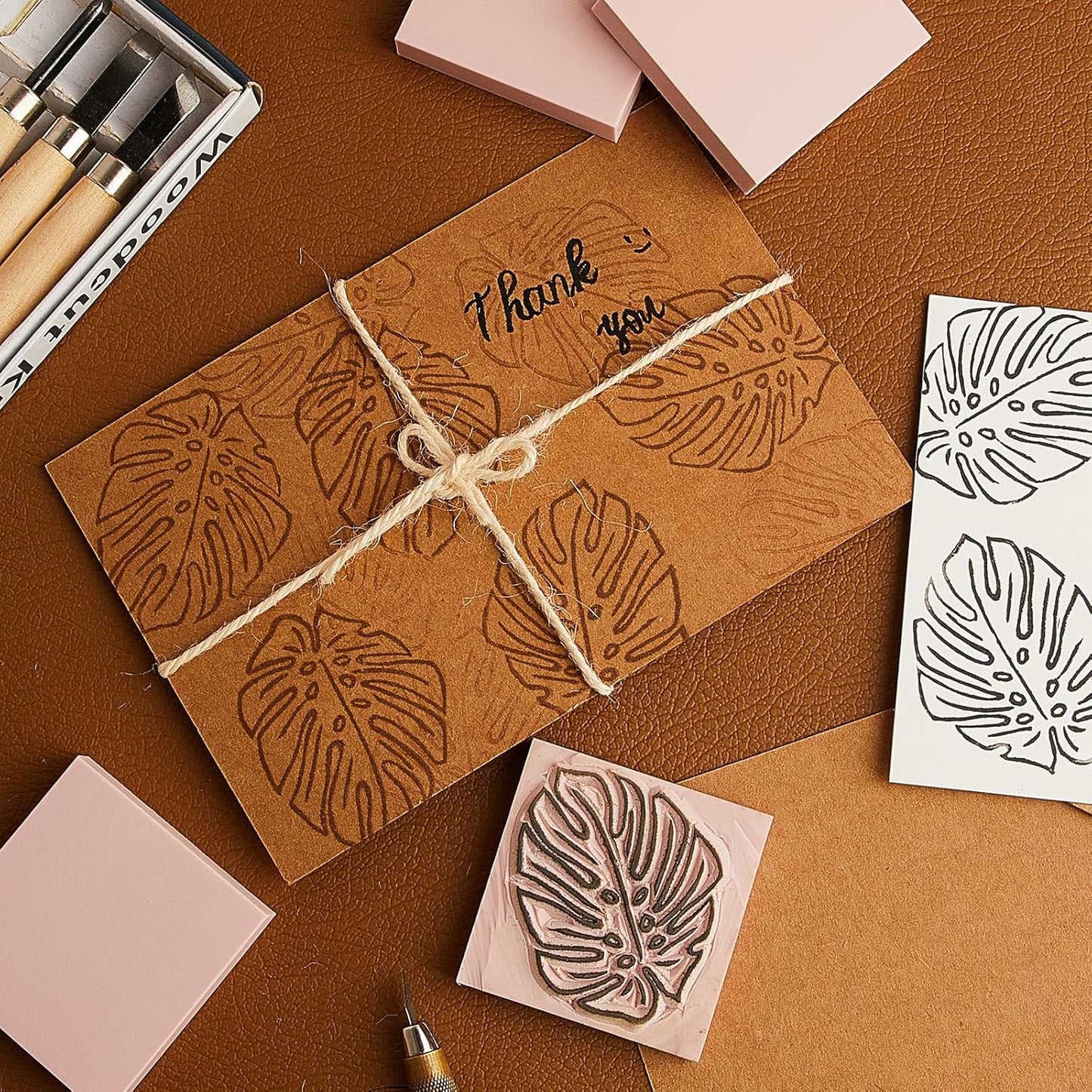 Frienda 12 Pcs 2" X 2" Rubber Carving Blocks Linoleum Blocks for Printmaking, Stamp Making, DIY Crafting, Scrapbook, Painting, Soft and Easy to Carve (Pink)