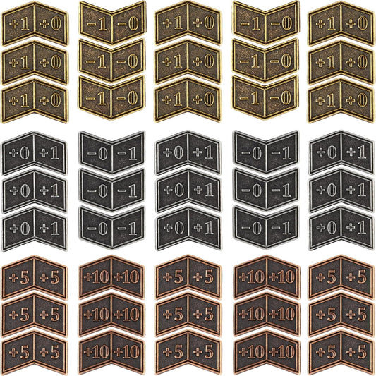 45 Pieces Antique Metal Buff Counter Tokens Magic The Gathering Token Creature Stats or Loyalty Counters for MTG CCG Card Gaming Accessories with Velvet Bag