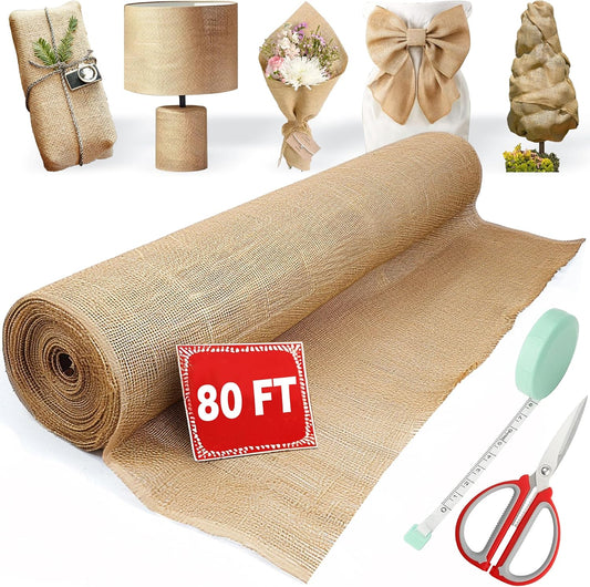 40“ x 80/160 Feet Burlap Roll Multipurpose Burlap Tree Wrap High Density Jute Fiber, Burlap Fabric for Gardening, Weed Barrier, Craft Projects and Party Decor (40in * 80ft)