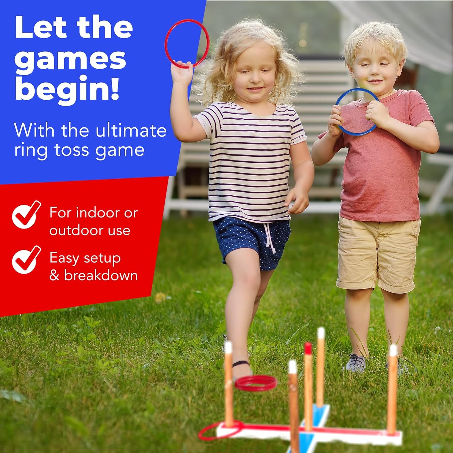 Elite Sportz Ring Toss Games for Kids - Outdoor Yard Game for Adults & Family - Backyard Toys, Outdoor Game, Backyard Games, Lawn Games for Kids Ages 4-8