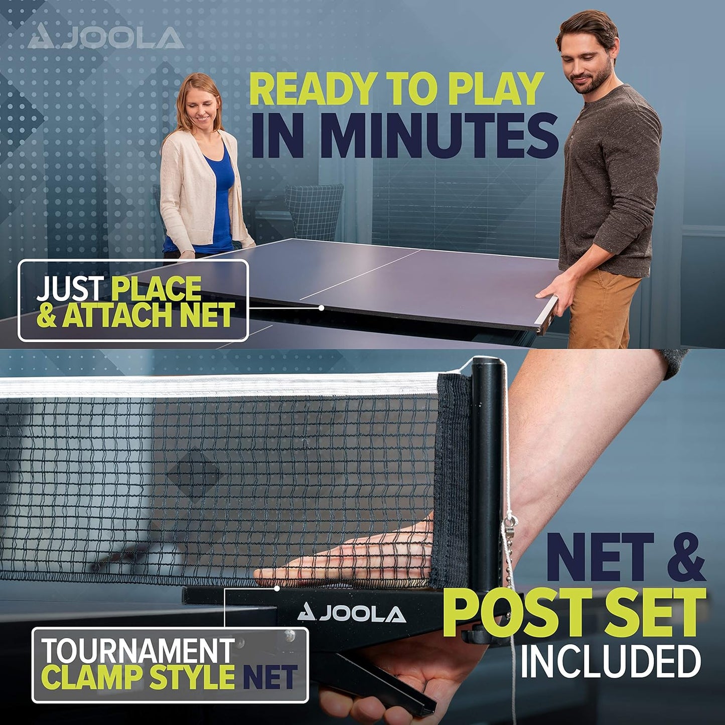 JOOLA Ping Pong Conversion Top with Net Set for Billiard and Pool Tables - Regulation Top Converts Billiards into Ping Pong Table - Includes Foam Padding for Protection - Steel Frame Option