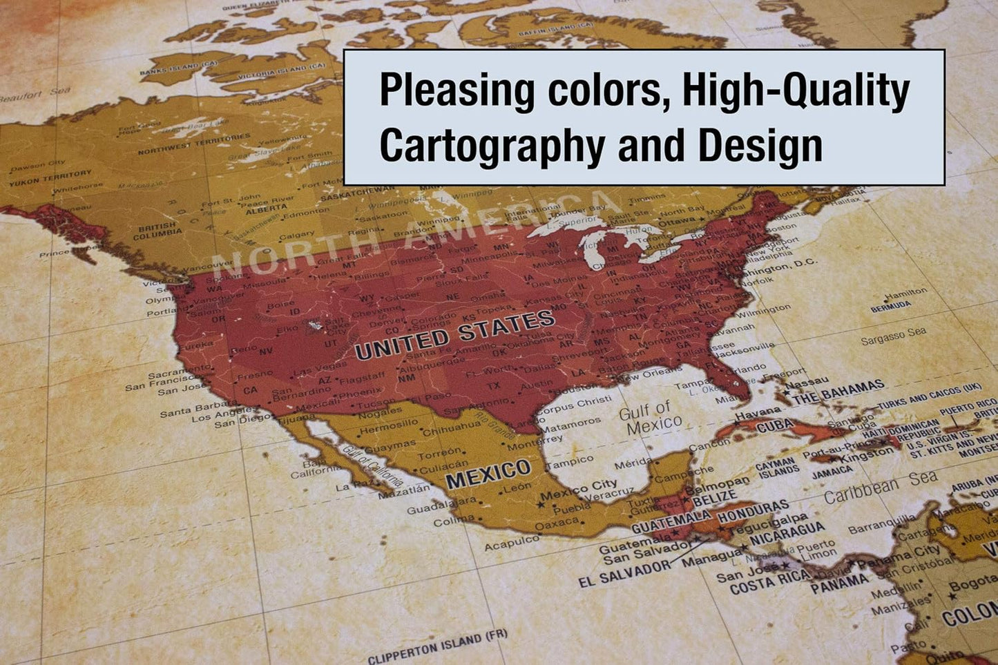 Laminated World Pioneer Map Poster | Vintage Style Map | Includes The Most Legible Location Labels | 36” x 24” | Shipped Rolled in a Tube, Not Folded | Great for The Home or Classroom