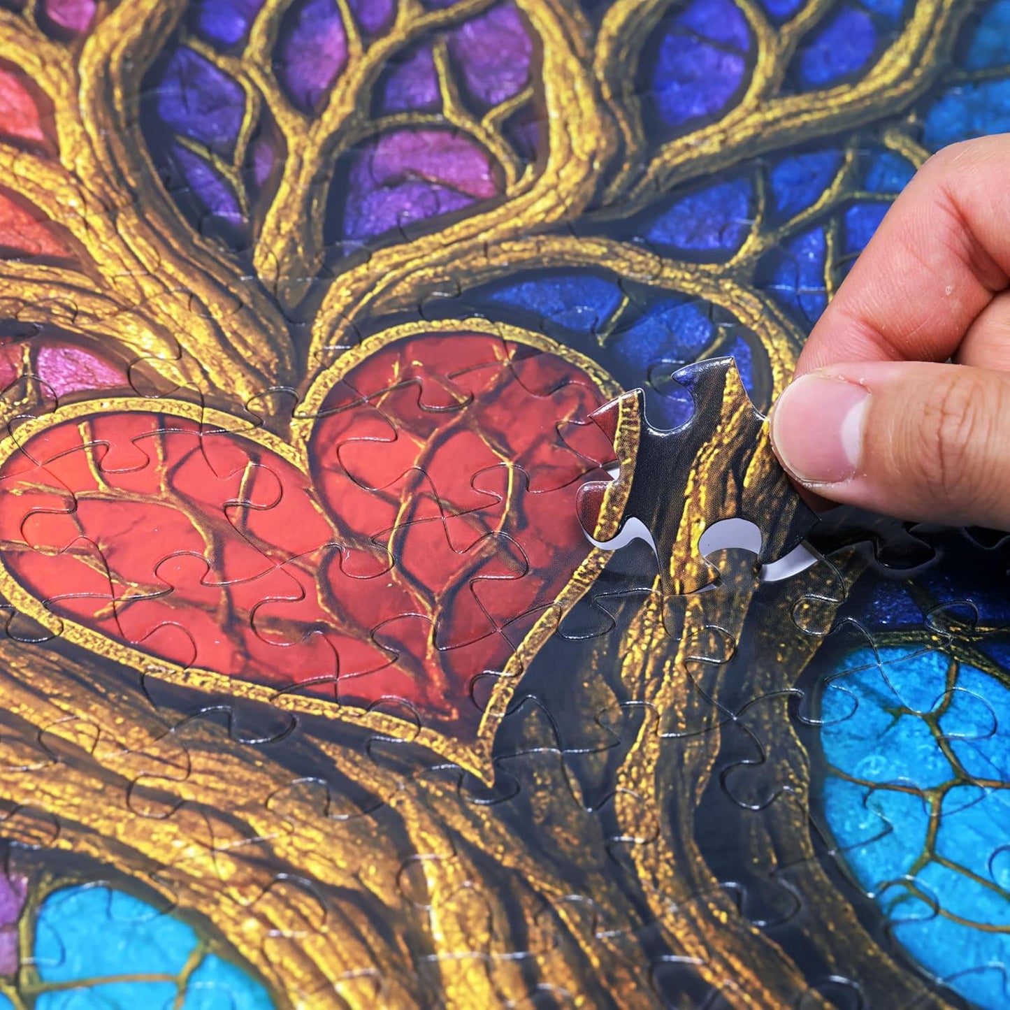 Think2Master Colorful Vibrant Stained Glass Style Artwork Tree of Life 500 Pieces Large Format Jigsaw Puzzle: Kids 12+, Teens, Adults & Families. Great Gift. Size: 26.8” X 18.9”