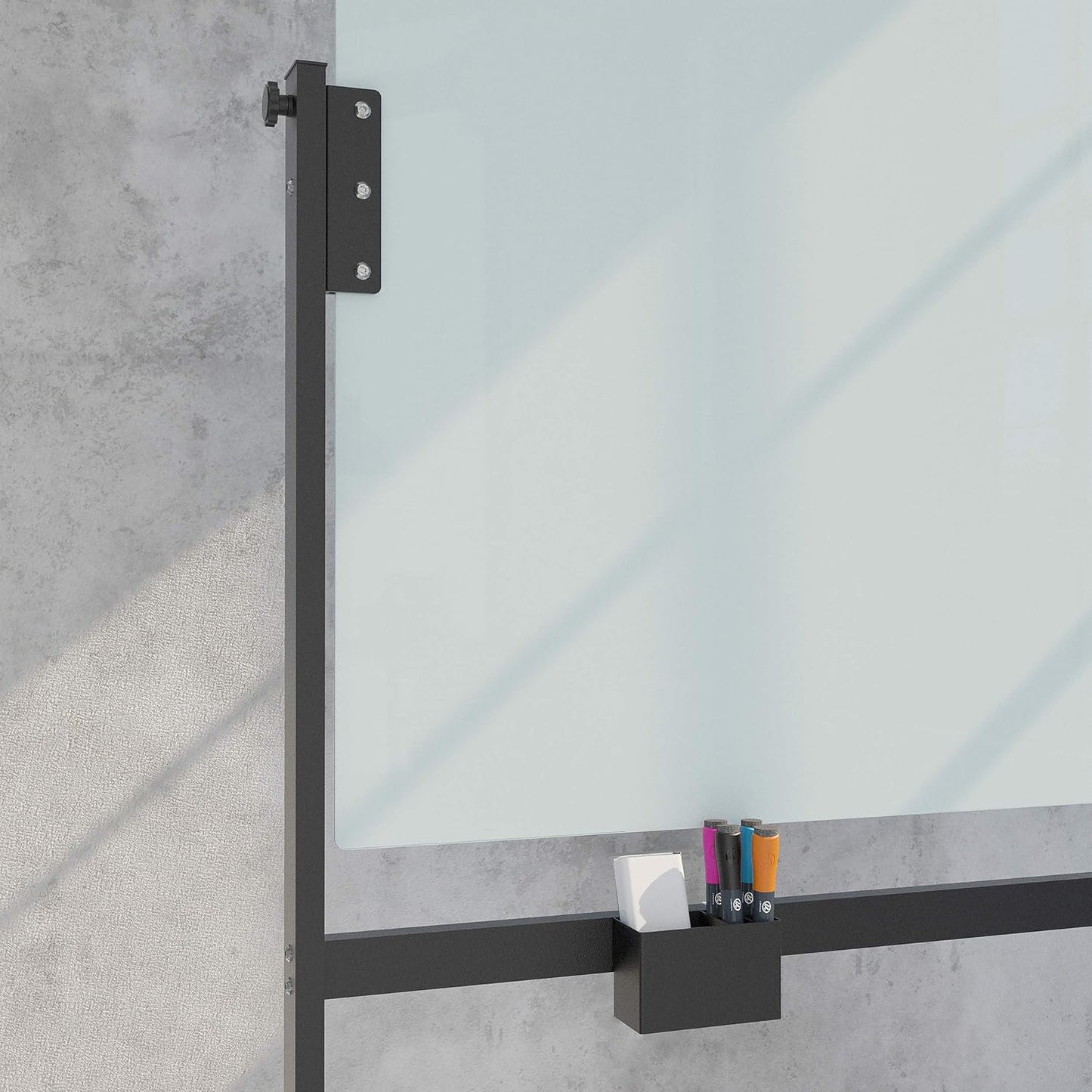 U Brands Magnetic Glass Dry-Erase Board Rolling Easel, 49" X 41" Inches, White Frosted Surface