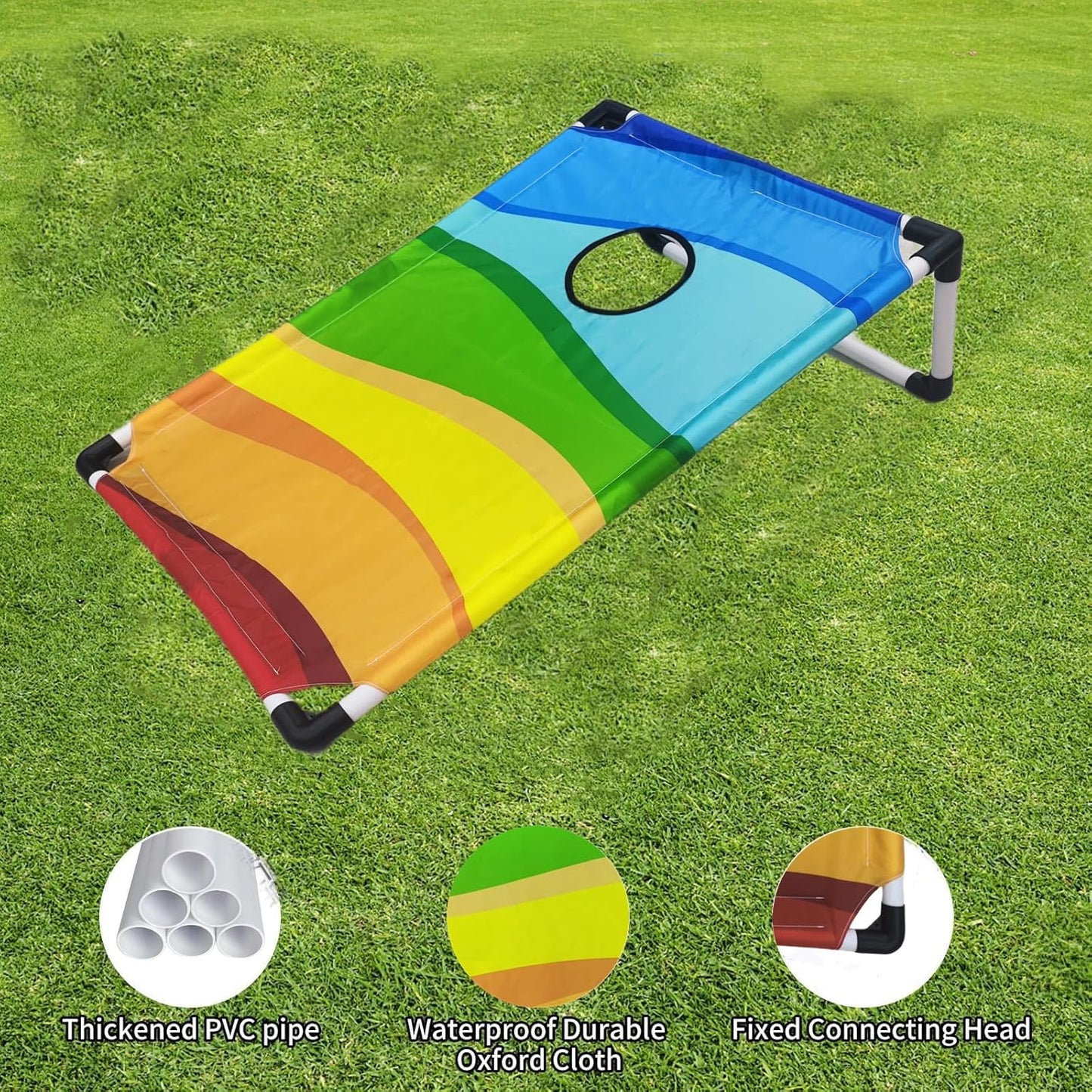 Portable Cornhole Set with 2 Collapsible Cornhole Boards, 8 Cornhole Bean Bags and Carrying Case for Yard Toss Game, Indoor Outdoor Camping Games for Adults Family (3 x 2-feet)