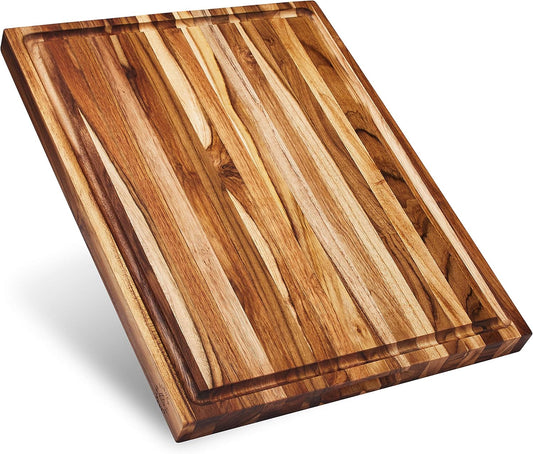 Sonder Los Angeles, Large Teak Wood Cutting Board for Kitchen with Juice Groove, Reversible Charcuterie Butcher Block 18x14x1.25 in (Gift Box Included)