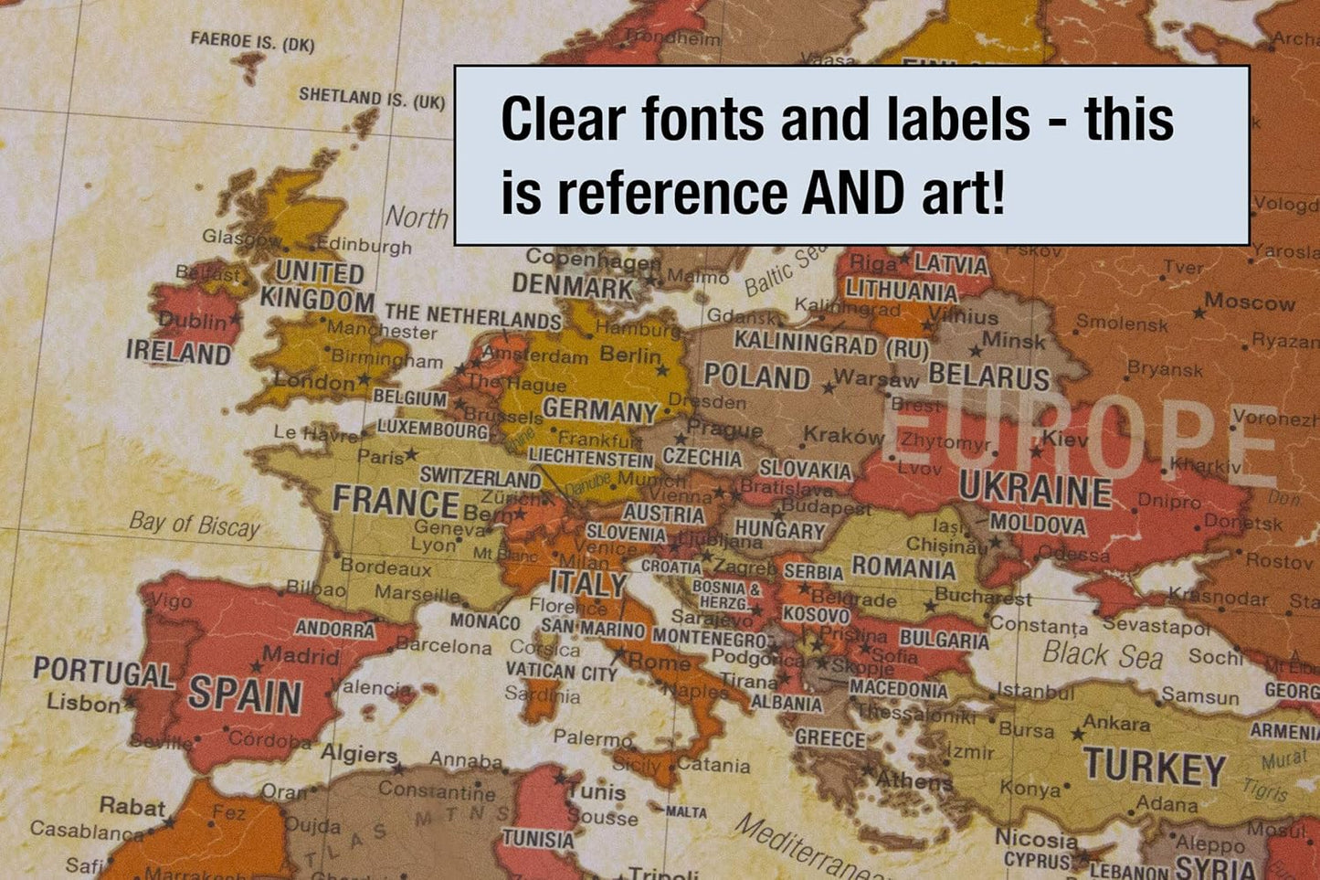 Laminated World Pioneer Map Poster | Vintage Style Map | Includes The Most Legible Location Labels | 36” x 24” | Shipped Rolled in a Tube, Not Folded | Great for The Home or Classroom