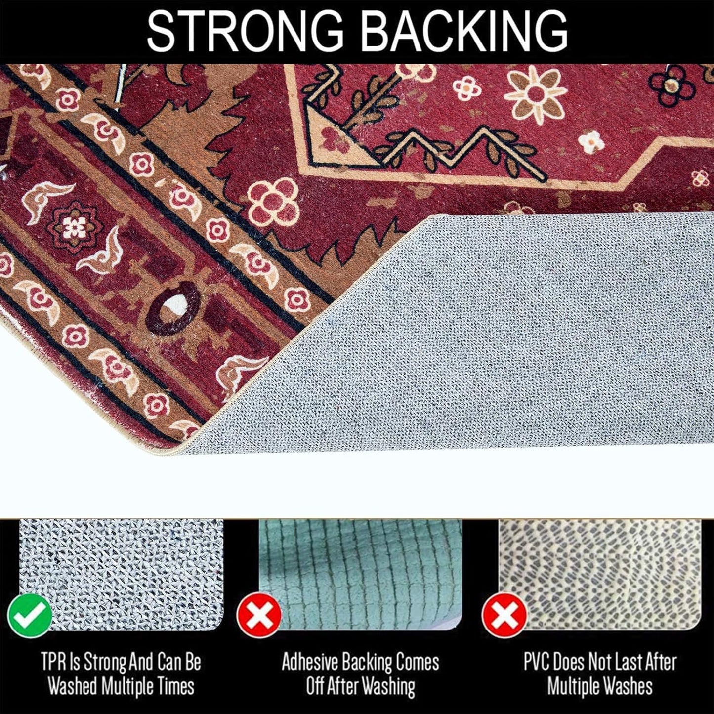 Tribal Rugs Washable Summer Tropical 3x5 Throw Carpet Wine Red Traditional Boho Vintage Oriental Rug for Bedroom Kitchen Living Room Indoor Entryway