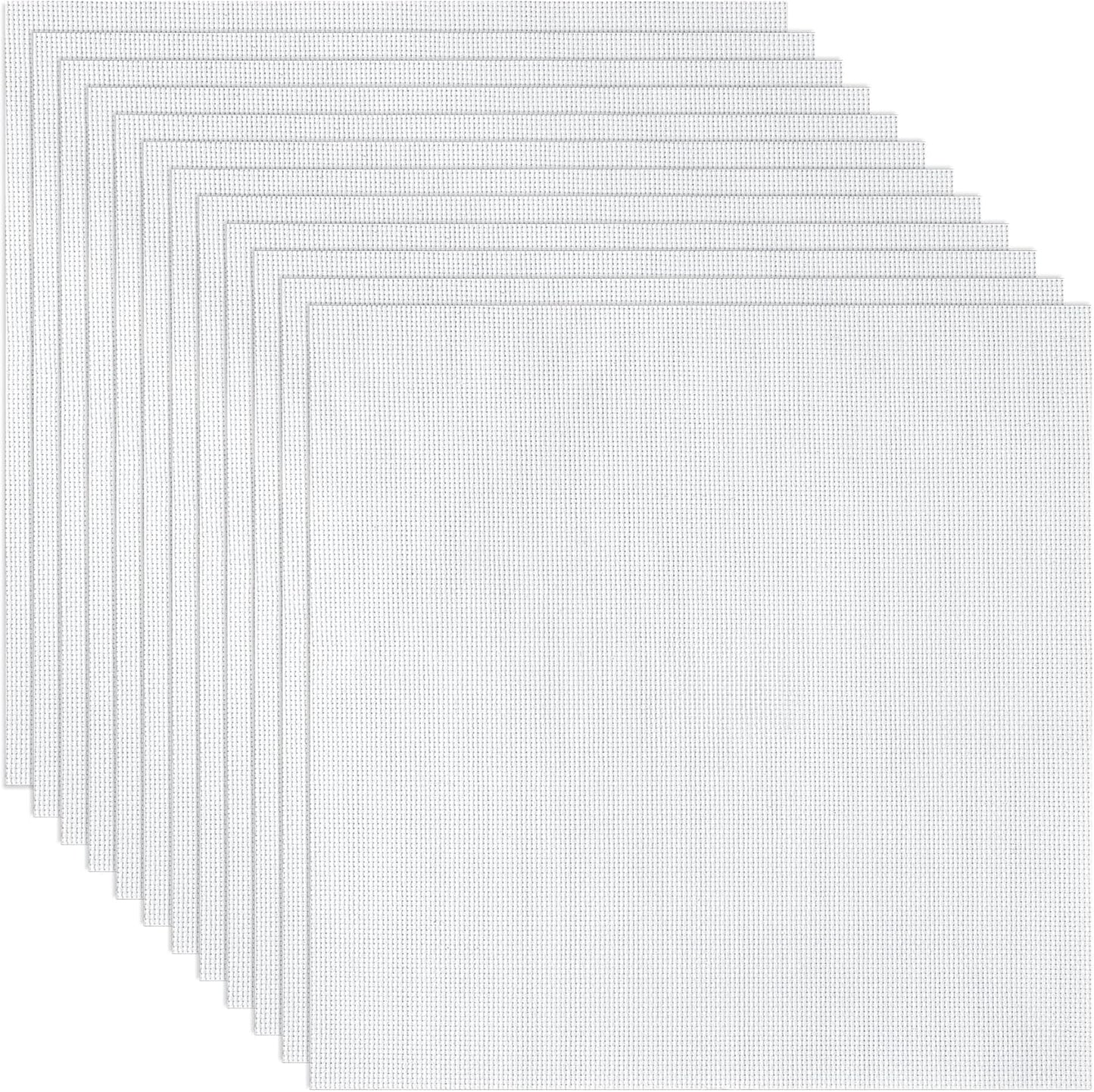 12 PCS Aida Cloth 14 Count White Cross Stitch Fabric for DIY Craft Embroidery, Handmade Needlework, Home Decoration (7.8 x 7.8 Inch)