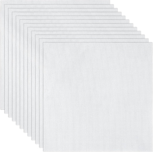 12 PCS Aida Cloth 14 Count White Cross Stitch Fabric for DIY Craft Embroidery, Handmade Needlework, Home Decoration (7.8 x 7.8 Inch)