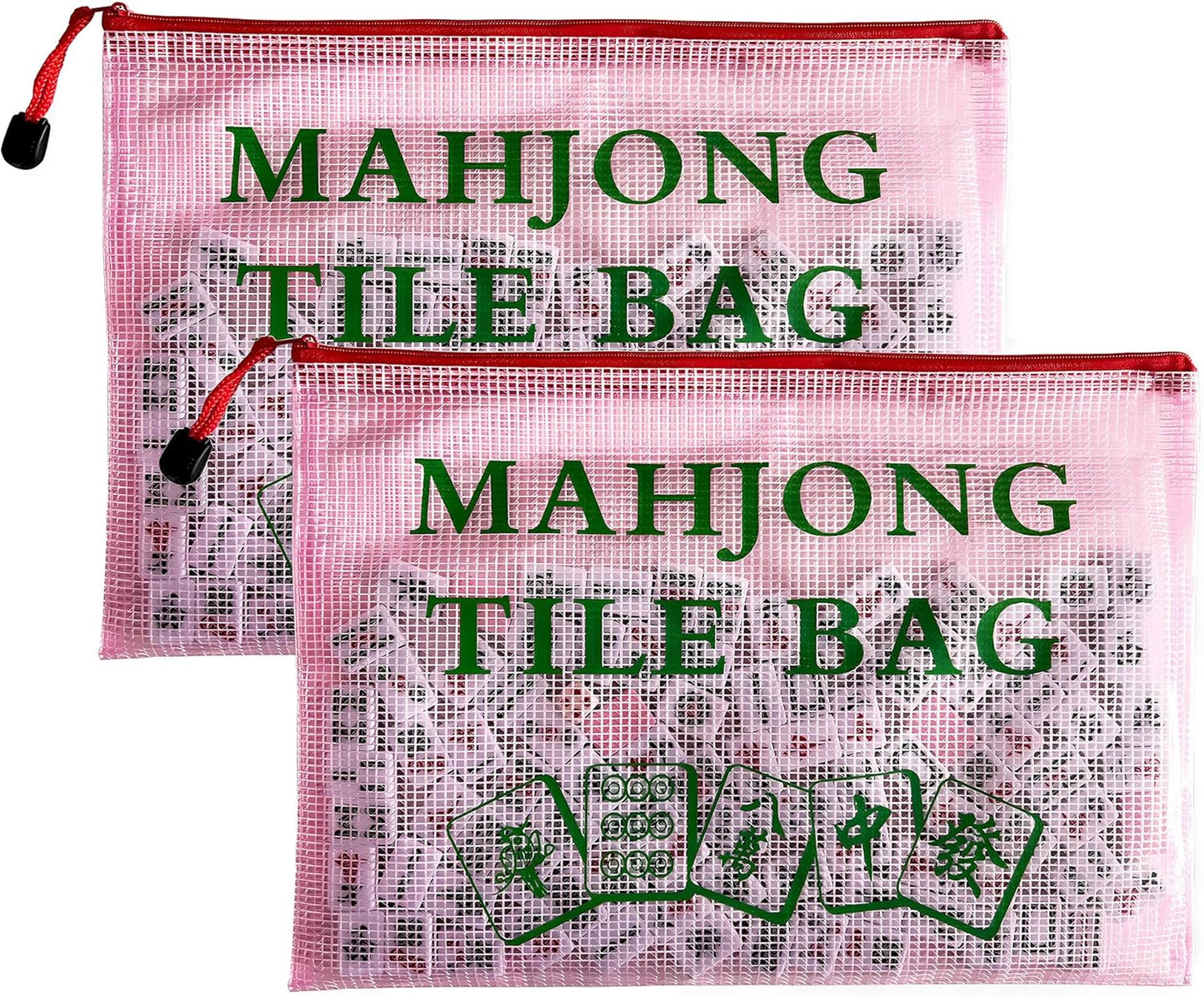 2Pack Mahjong Tile Bag, Case for American Mah Jong Set, Mahjong Gifts Accessories, Portable Card Holder Bouch, Red (Case Only)