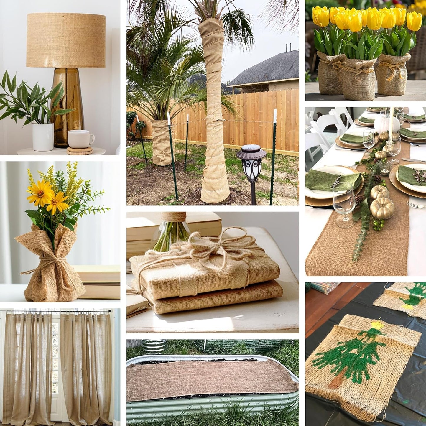 40“ x 80/160 Feet Burlap Roll Multipurpose Burlap Tree Wrap High Density Jute Fiber, Burlap Fabric for Gardening, Weed Barrier, Craft Projects and Party Decor (40in * 80ft)