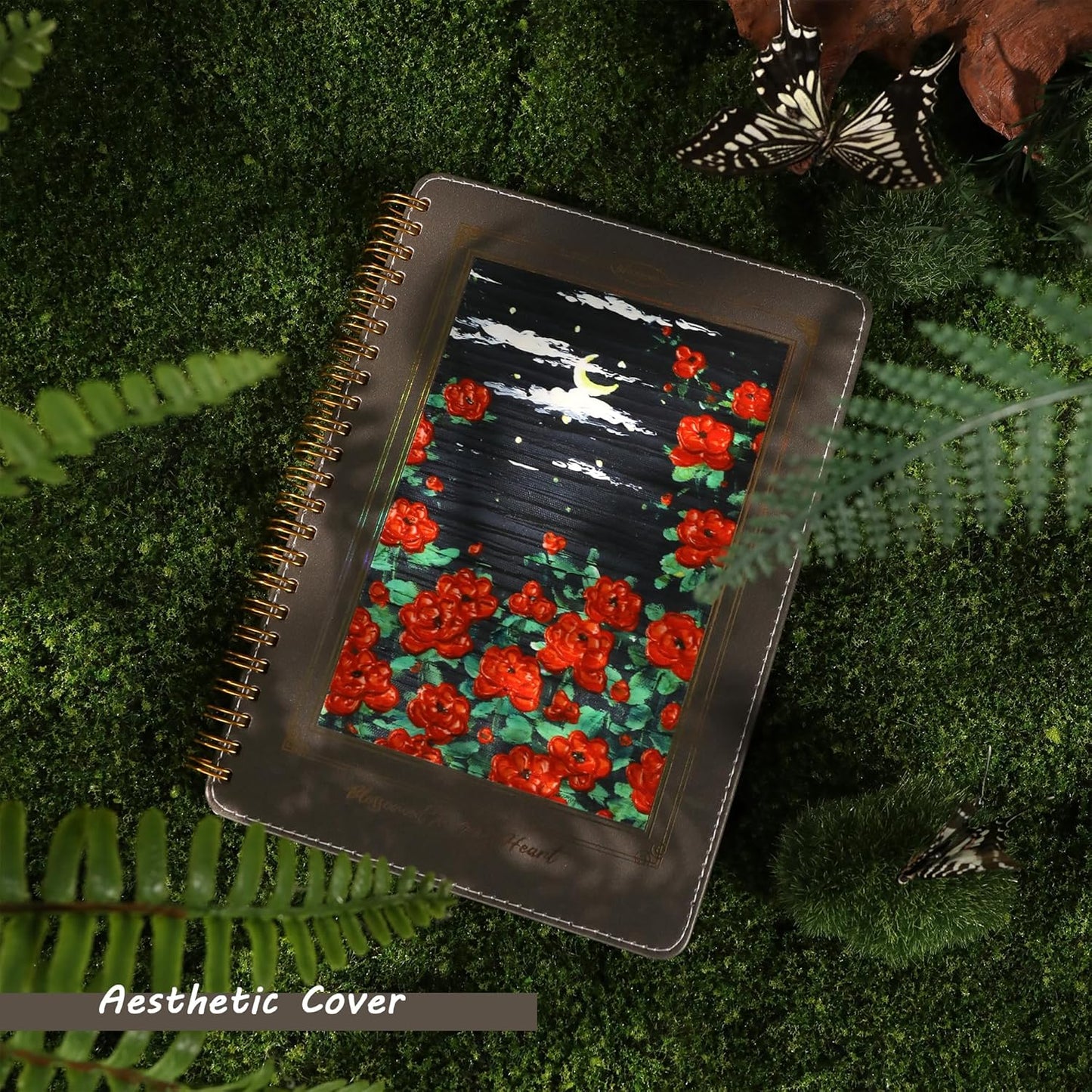 Spiral Notebook for Women, Durable A5 Leather Hardcover Notebooks, 140 Lined Pages, Cute Notebooks for Perfect Supplies at School, 8.3 x 6.2 in