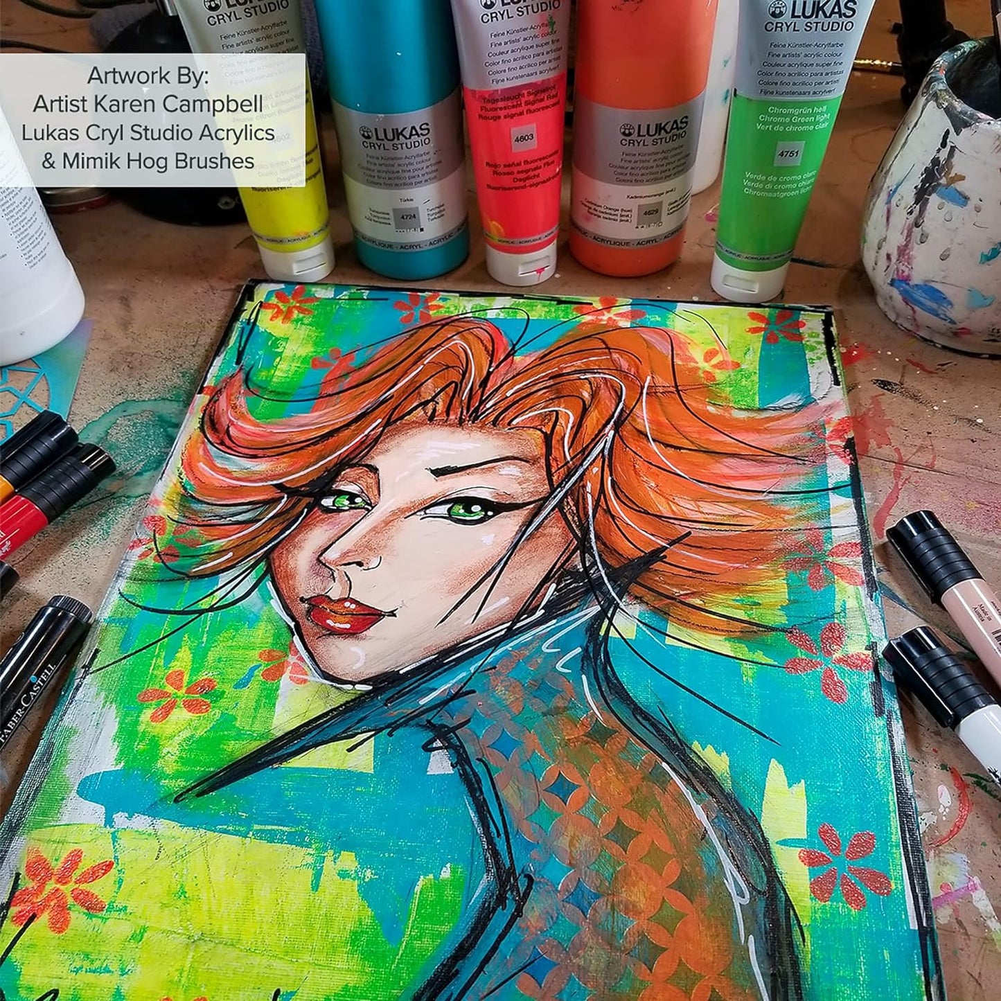 Lukas CRYL Studio Artist Acrylic Paint, Indigo, 500 ml Bottle - High Pigment Acrylic Paints for Canvas Painting, Large Scale Works - Medium-Viscosity, Water-Mixable, Fast Drying