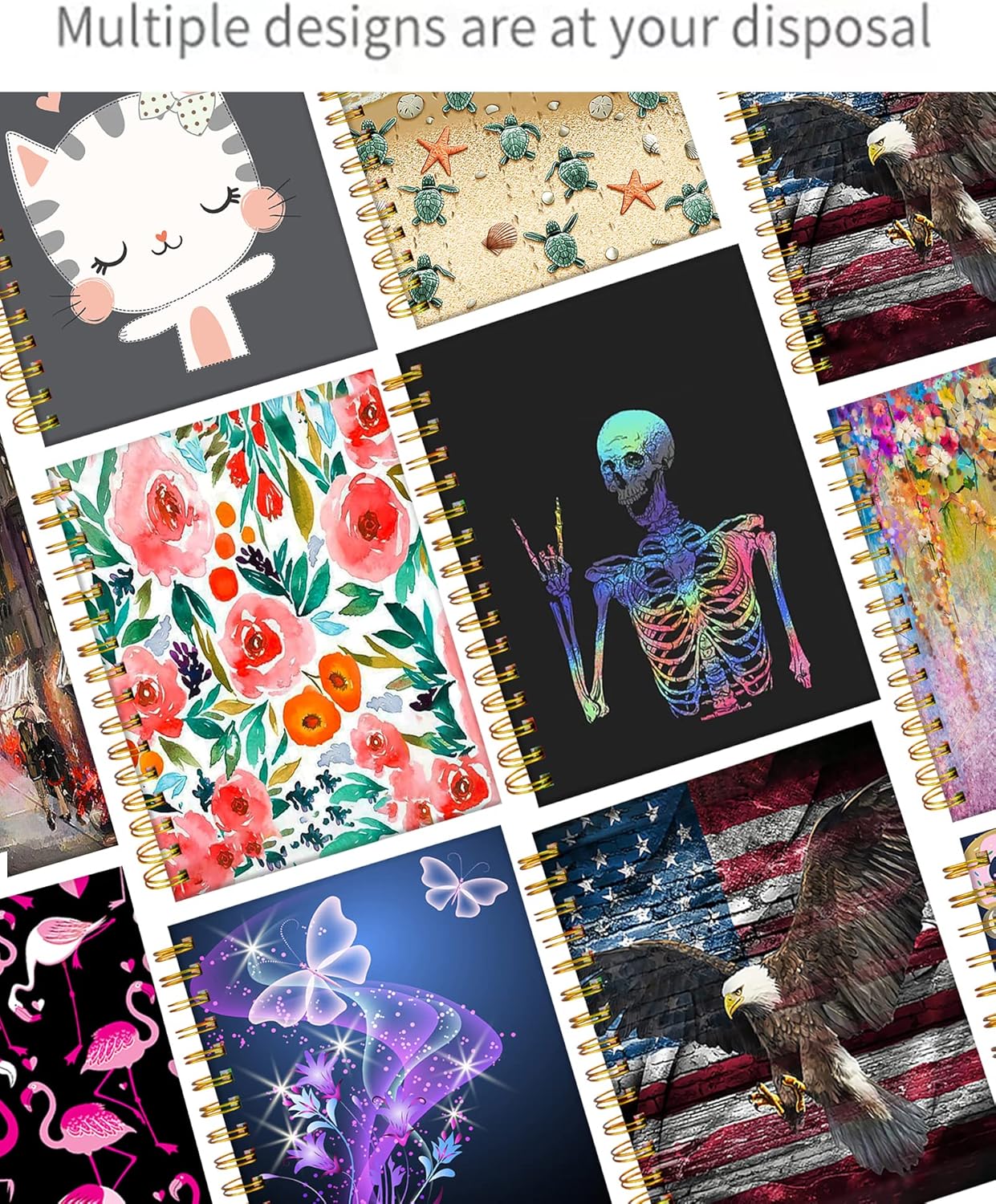 iampanda Spiral Journal Notebook,Funny Cool Strong TwinWire Binding with Premium Paper for Girl Women,60 Sheets A5 College Ruled NotebookJournal,Perfect for School Office Home Gifts,Colorful Skull