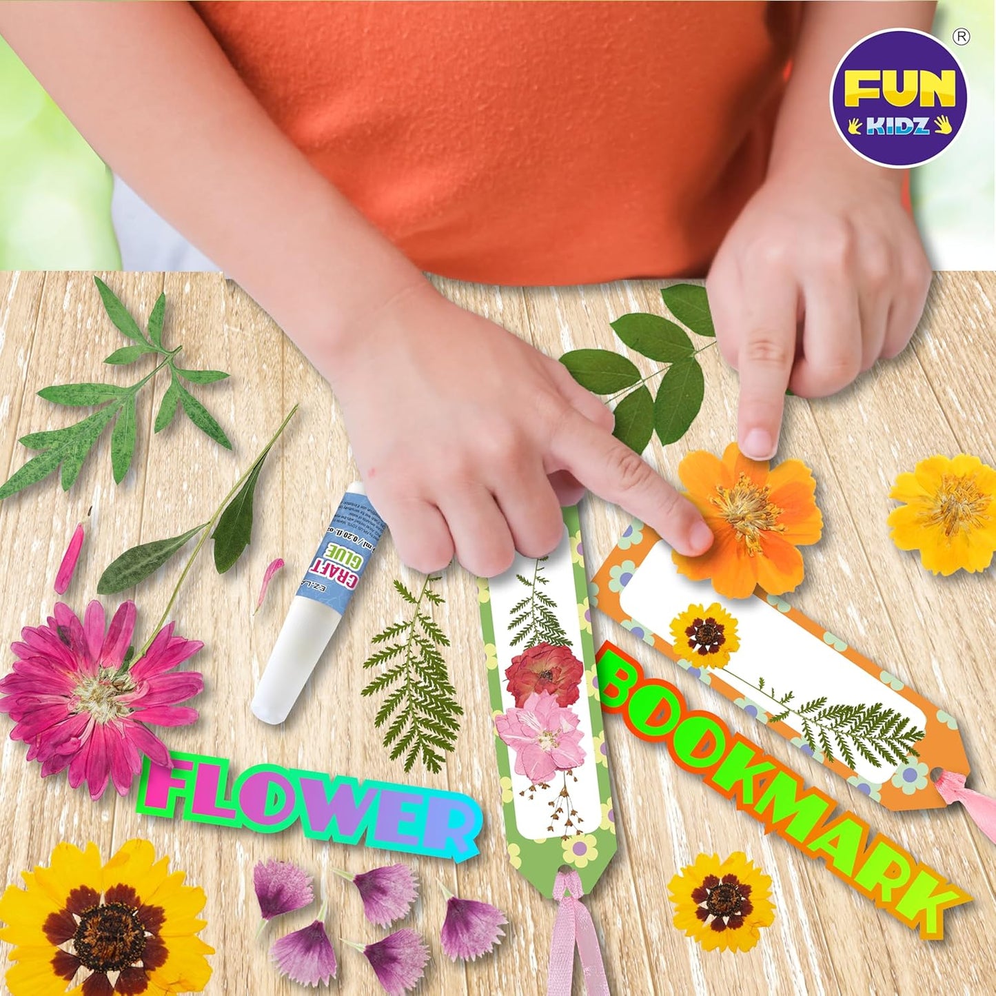 Creative Flower Press Kit for Kids, FunKidz 9 Layers Wooden Pressed Flowers Plants Art with Frames DIY Set Make Bookmarks Decorate Cards Craft Gift for Girls Boys