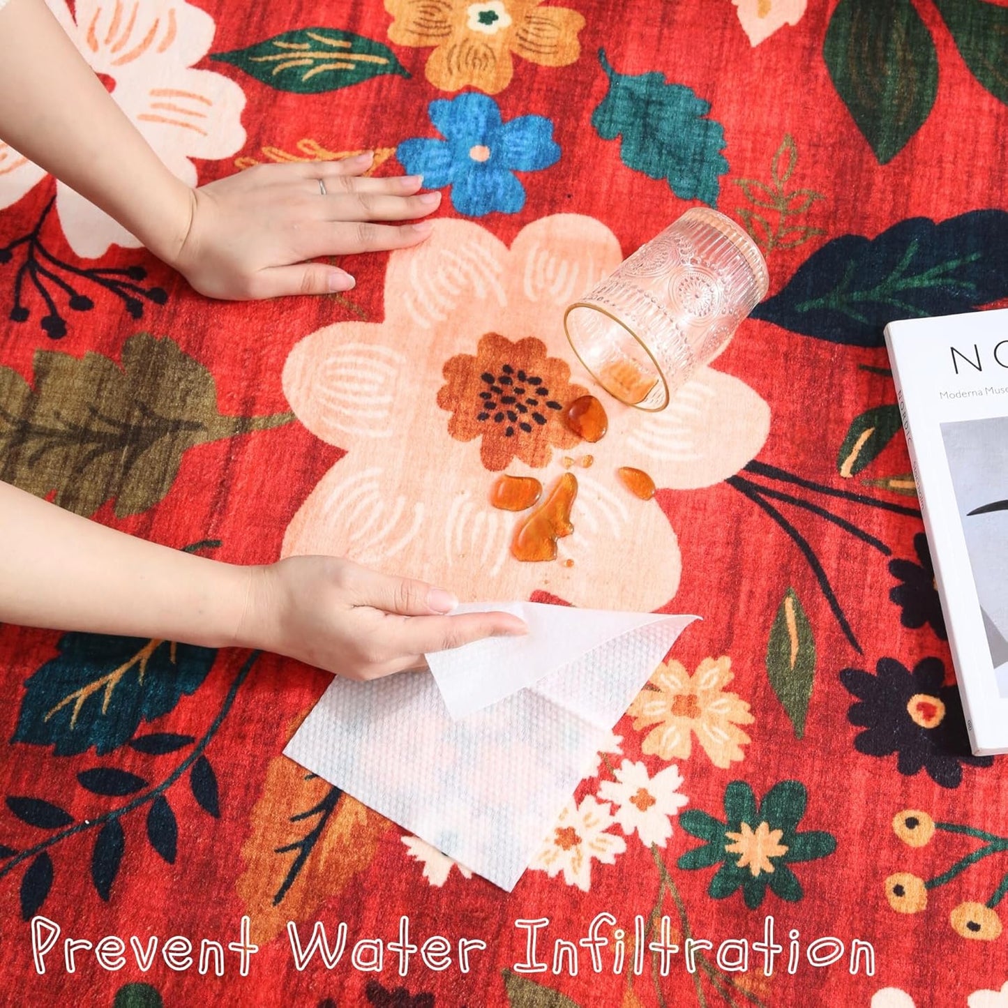 Rugcomf Runner Rug for Hallways Kitchen Rug Non Slip 2'6''x8' Washable Runner Rugs with Rubber Backing Soft Floral Carpet Runner for Hallways, Kitchen, Laundry, Bedroom, Bathroom(Red)