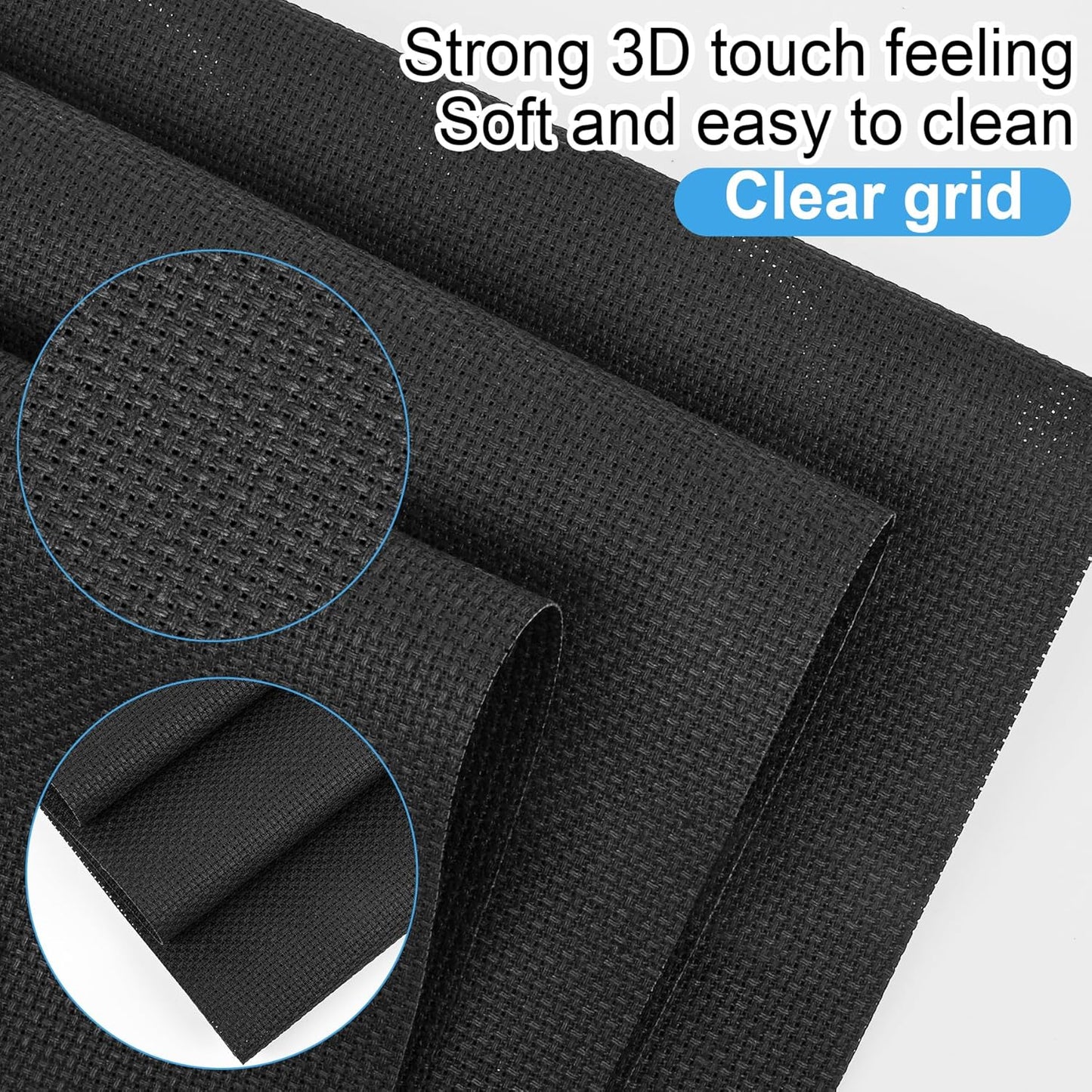 MYFAMIREA 16PCS Cross Stitch Fabric, 4 Sizes Black Aida Cloth 14 Count Craft Embroidery Cloth Classic Reserve Cross Stitch for Home DIY Handmade Needlework Embroidery Decoration, 5.9 to 11.8 inch