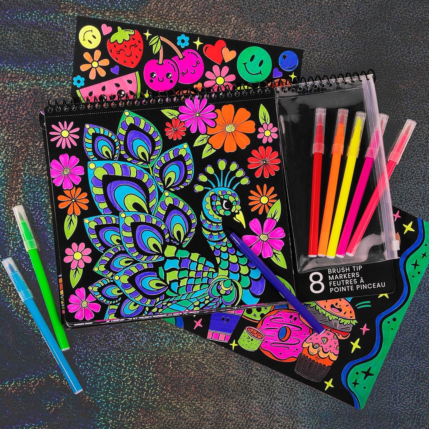 Fashion Angels Color Pop Poster Set, Includes 18 Posters & 8 Brush Tip Markers for Kids, Tweens & Teens, Perfect for Arts & Crafts, Coloring & DIY Room Decor