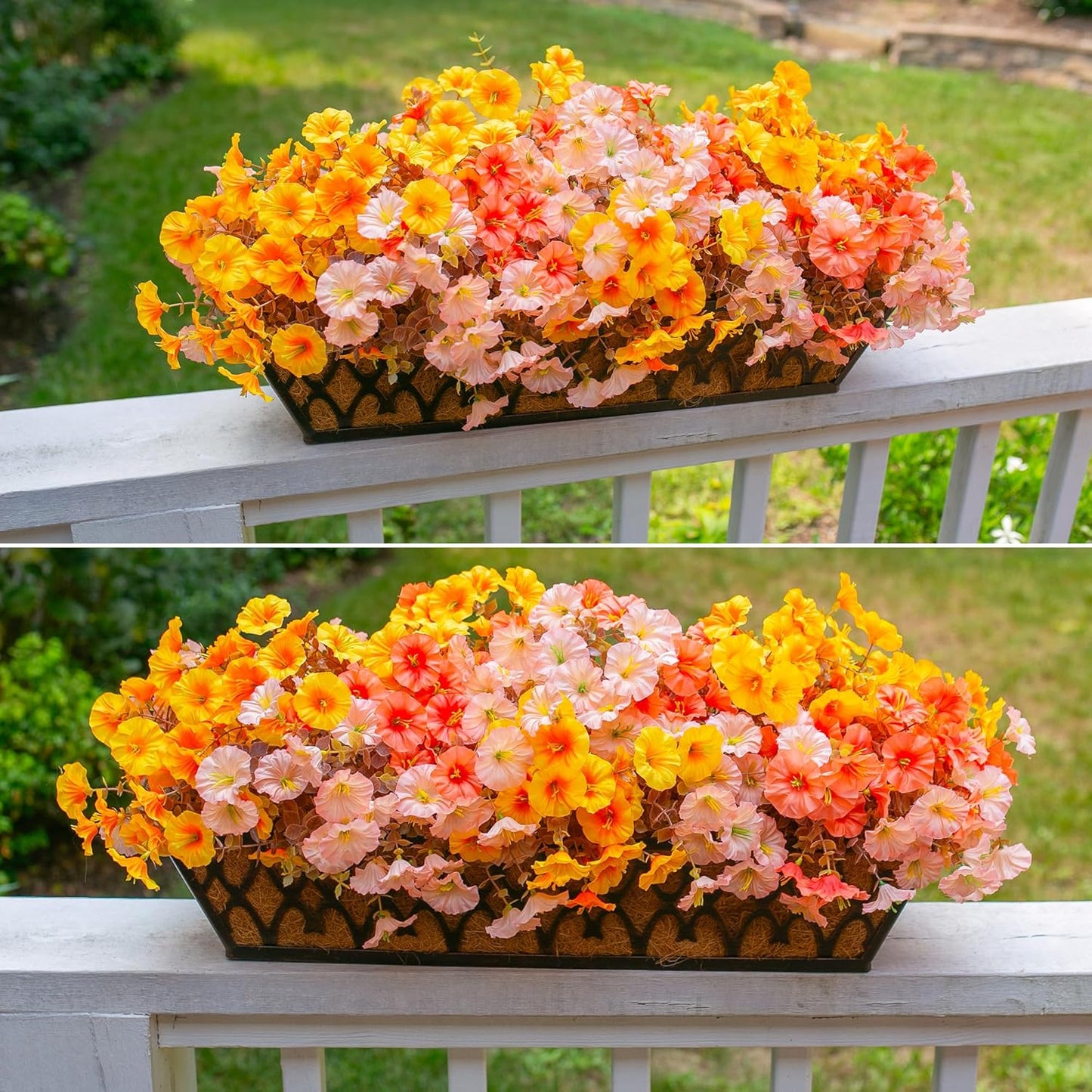 Fake Mums Fall Artificial Flowers Plants for Outdoors Autumn Decoration, 12 Bundles Silk Morning Glory with Eucalyptus Realistic UV Resistant Faux Mums for Outside Planter Yard Garden Home Indoor, Mix