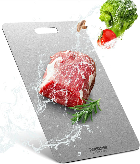 Titanium Cutting Board, Food Grade 100% Pure Titanium Cutting Boards for Kitchen, Non-Toxic Double-Sided Chopping Board, Dishwasher Safe, Easy to Clean – 12 x 9 Inch