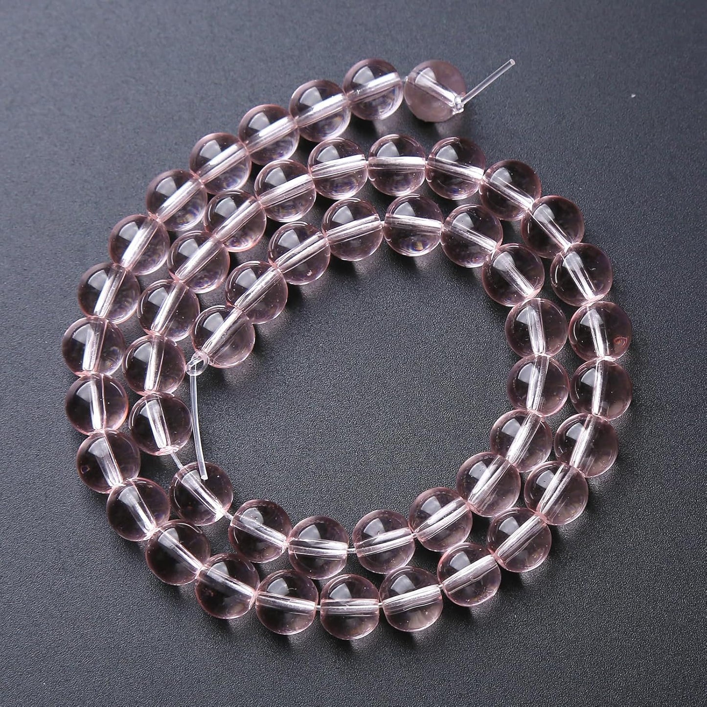 36pcs 10mm Pink Crystal Glass Beads Round Loose Spacer Beads for Jewelry Making DIY Bracelet Necklace Healing Power Stone Beads (Pink Crystal Glass, 10mm)