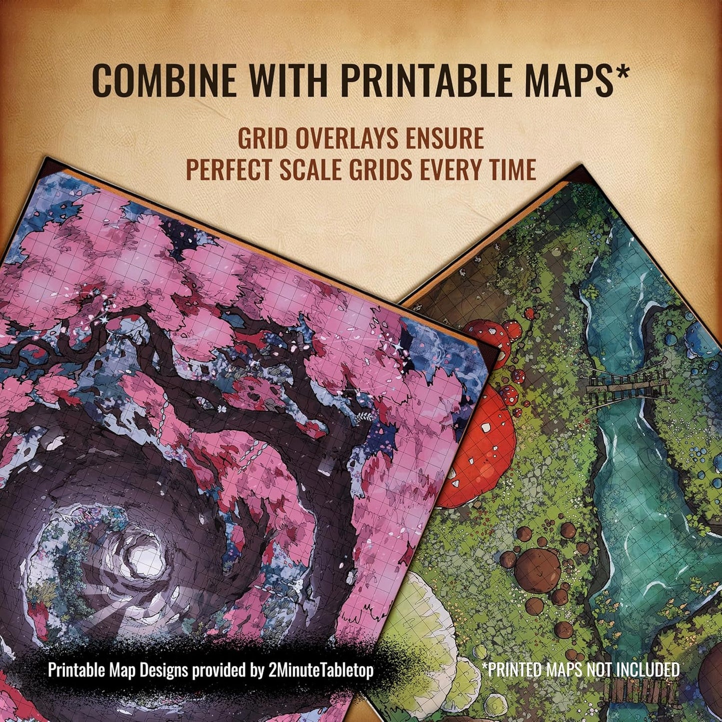 da Vinci's Room 2-in-1 DND Battle Map and 4 Foot Rubber Game Mat 48x36 inches with Dry Erase Square or Hex Grid - DND Battle Mat, D&D Map for D&D, Board Games, TTRPGs and Other Tabletop Games